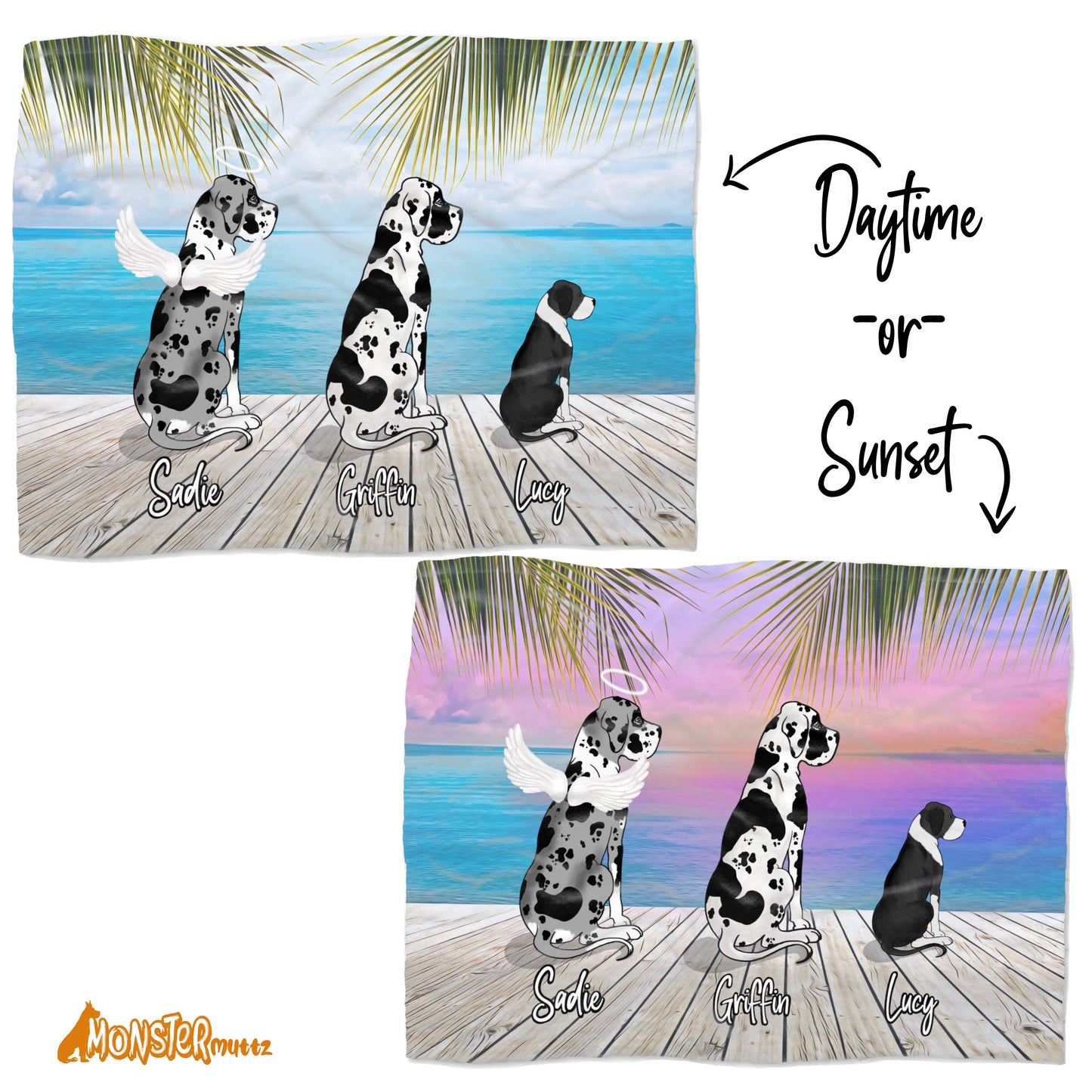 Custom Beach Dogs Throw Blankie