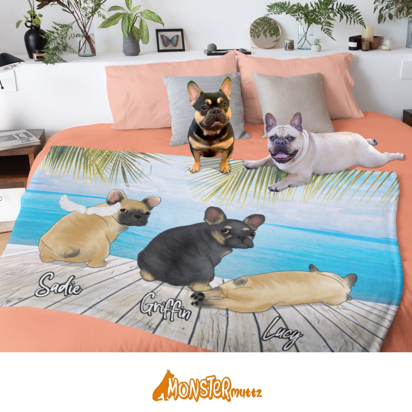 Custom Beach Dogs Throw Blankie