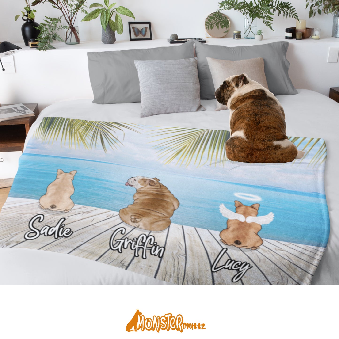 Custom Beach Dogs Throw Blankie