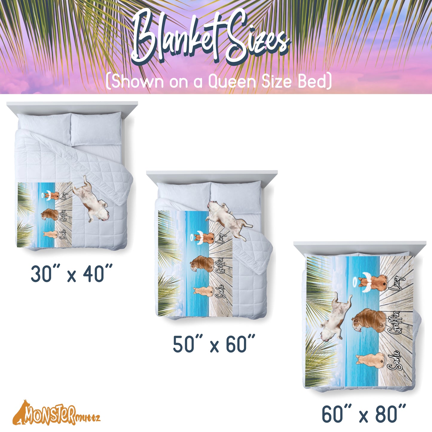 Custom Beach Dogs Throw Blankie