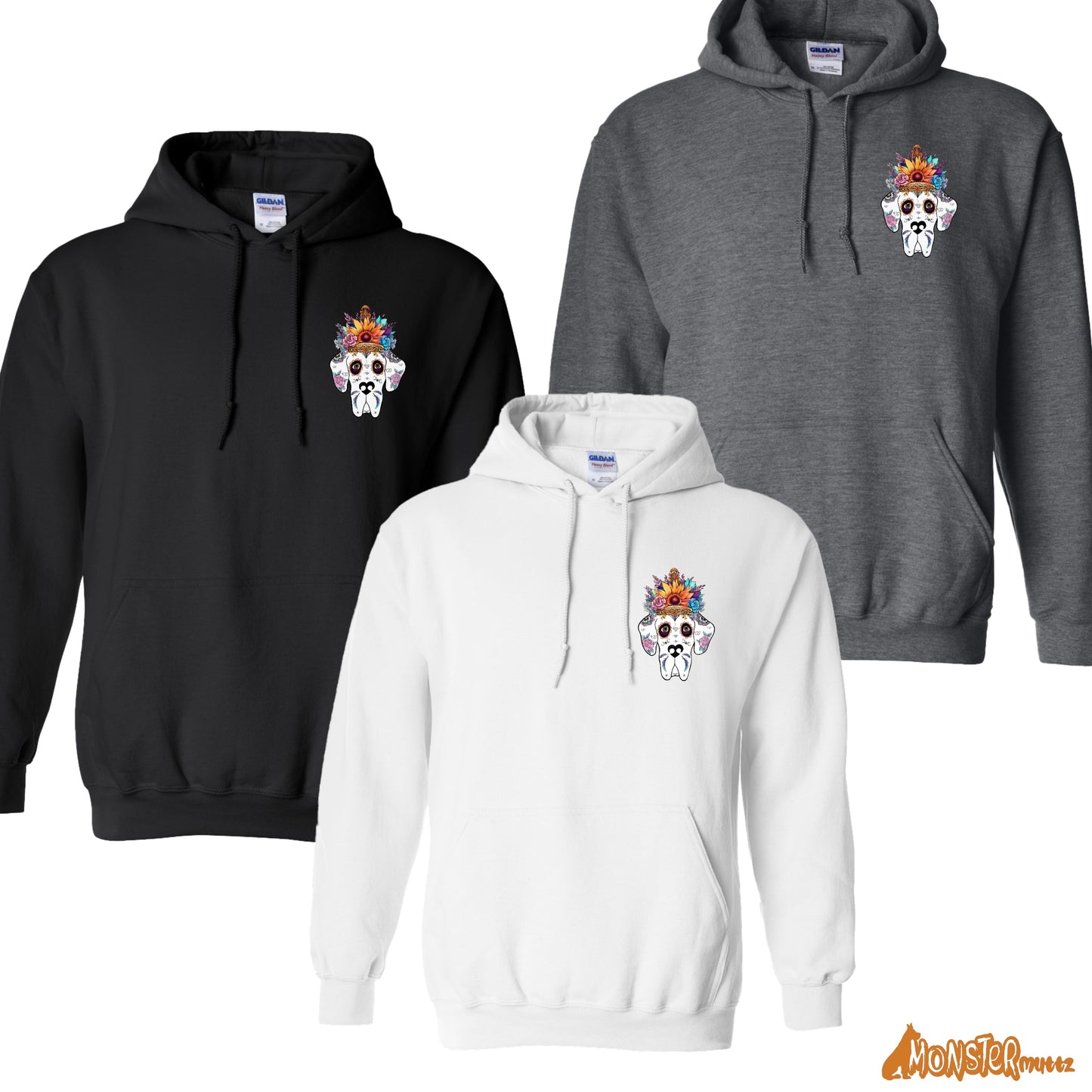 Sugar Skull Day of the Dead Great Dane Hoodie