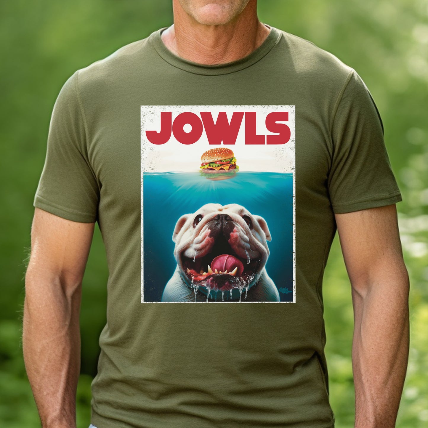 Funny White English Bulldog Jowls T-Shirt