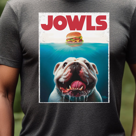 Funny White English Bulldog Jowls T-Shirt