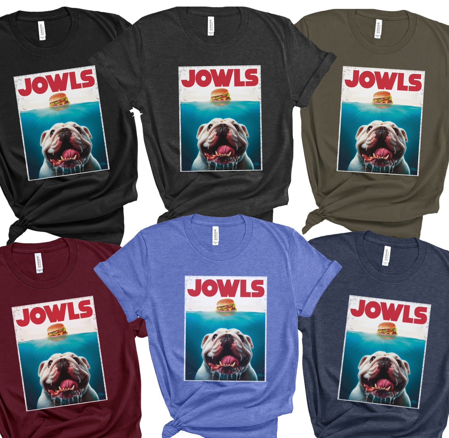 Funny White English Bulldog Jowls T-Shirt