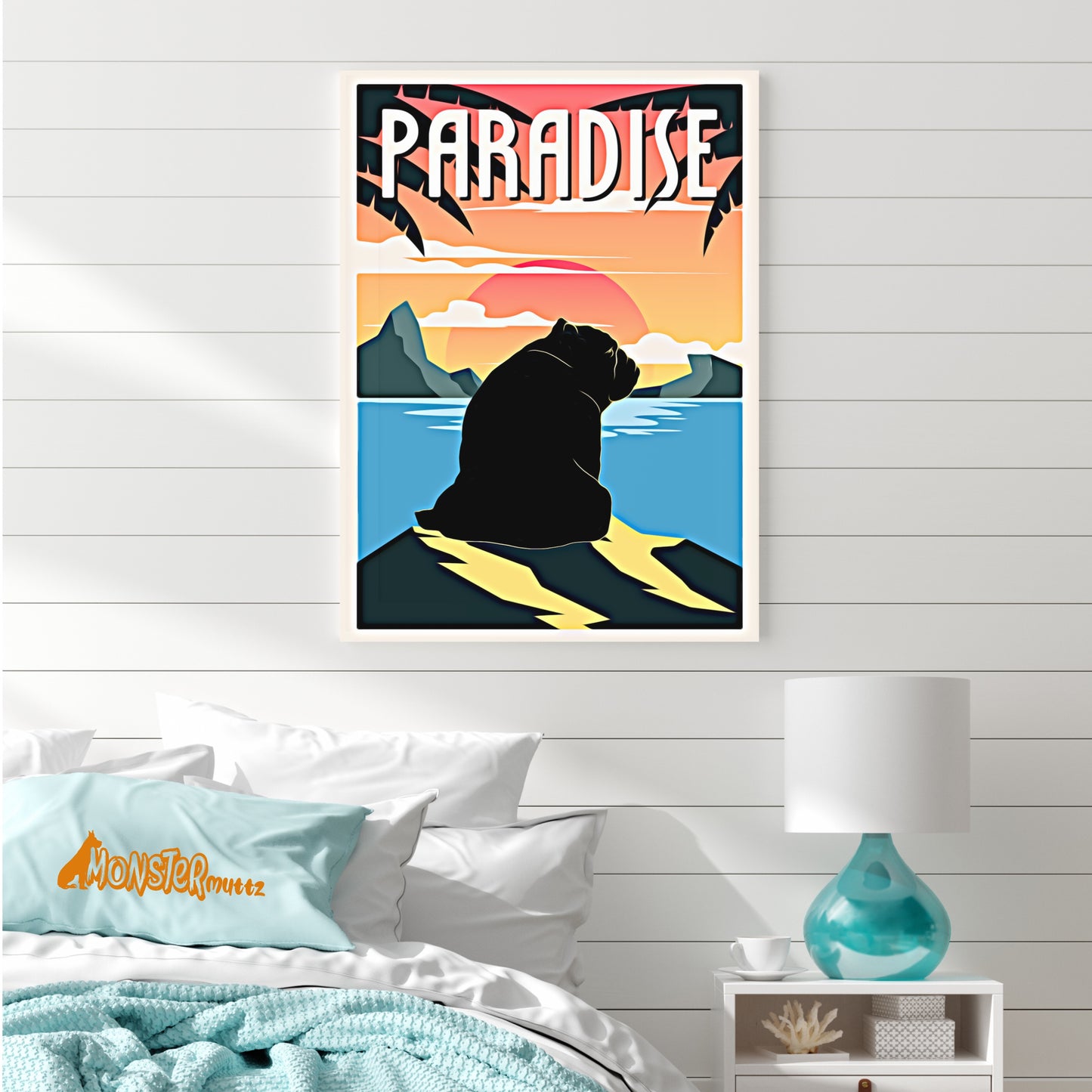 English Bulldog  in Paradise Canvas