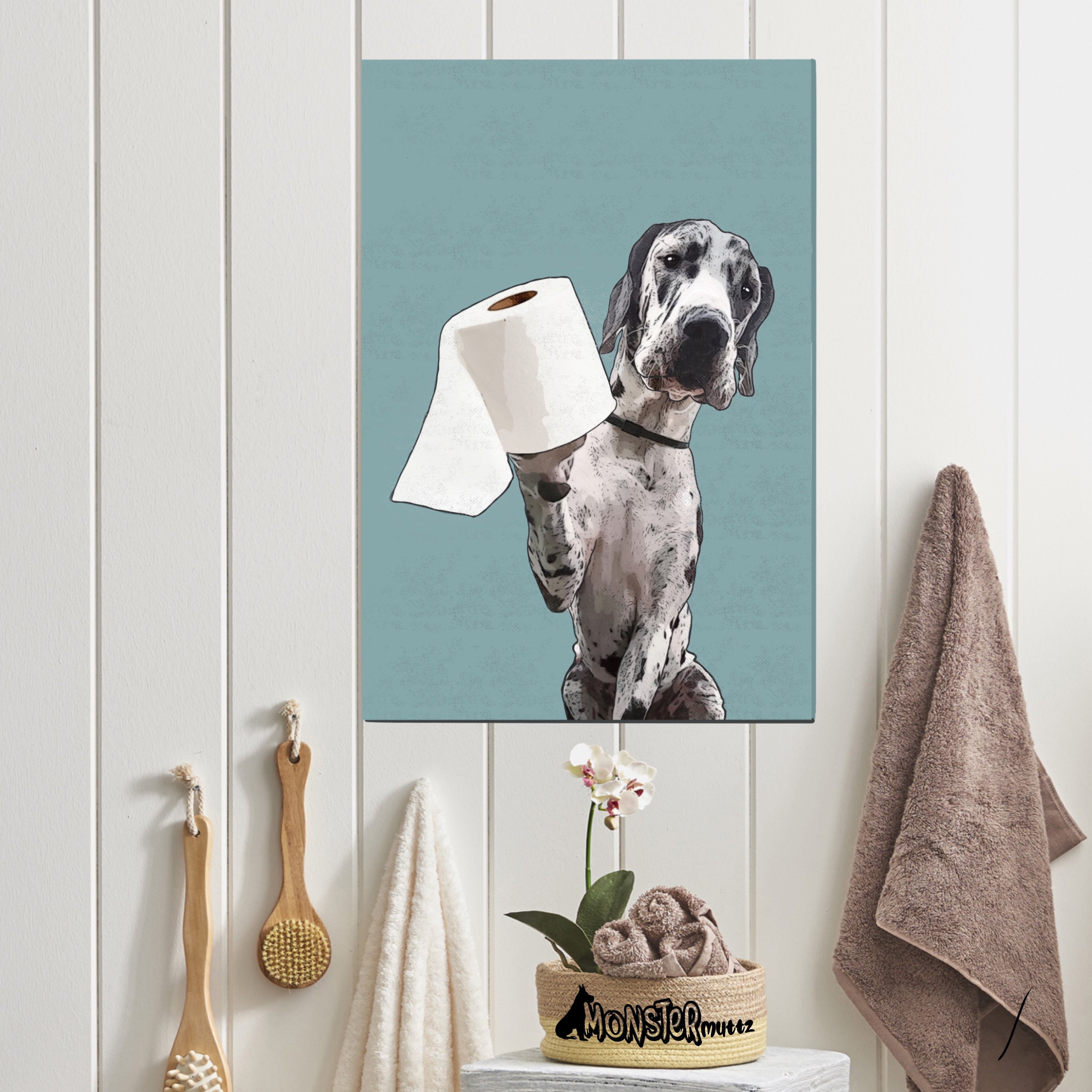 Great Dane Funny Bathroom Canvas – Monster Muttz