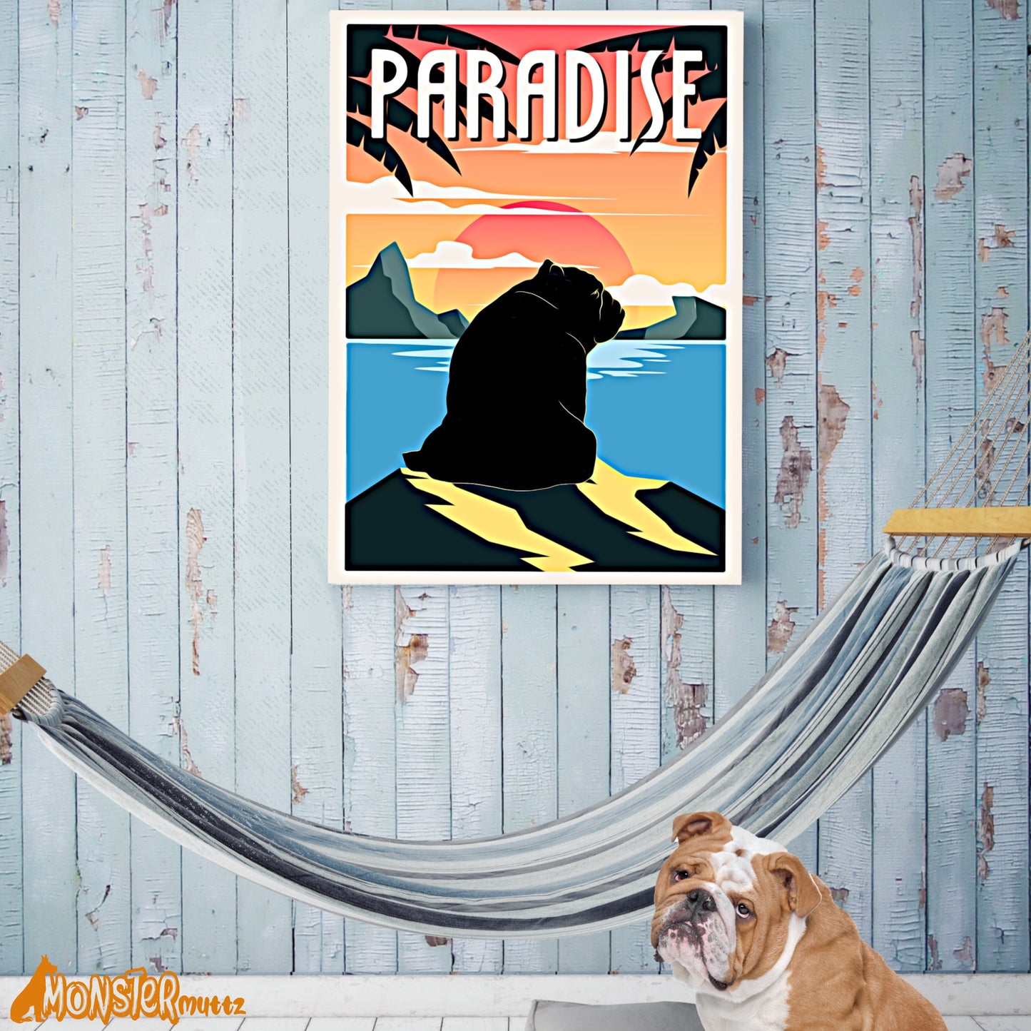 English Bulldog  in Paradise Canvas